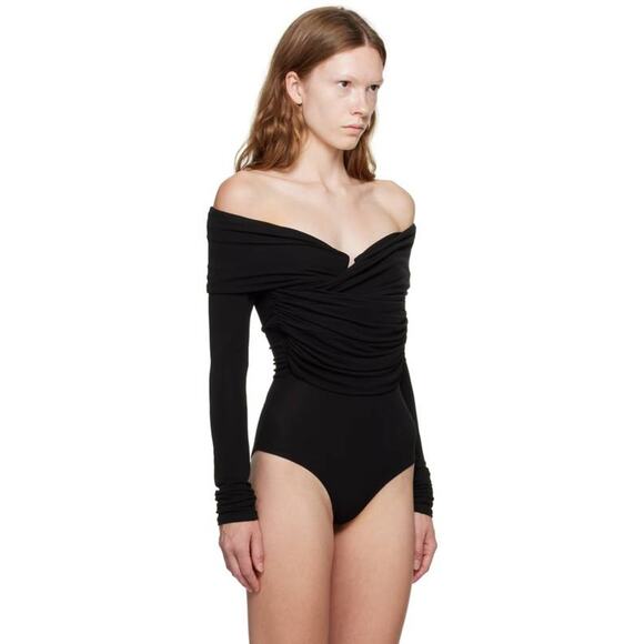 Paris Georgia Otto Off Shoulder Bodysuit in Black XS